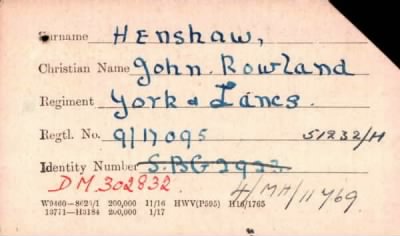 Thumbnail for 102/0389/HEN-HER > Henshaw, John Rowland (9117095)