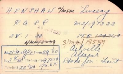 Thumbnail for 102/0389/HEN-HER > Henshaw, Livsay (M2/191332)