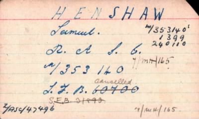 Thumbnail for 102/0389/HEN-HER > Henshaw, Samuel (M/353140, 1399, 240110)