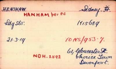 Thumbnail for 102/0389/HEN-HER > Henshaw, Sidney H (K15689)