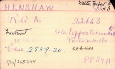 Thumbnail for 102/0389/HEN-HER > Henshaw, Walter Herbert (32663)