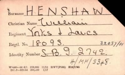 Thumbnail for 102/0389/HEN-HER > Henshaw, William (18095)