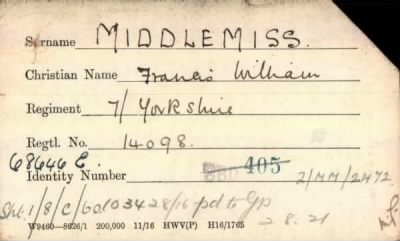 Thumbnail for 154/0583/MID-MIL > Middlemiss, Francis William (14098)