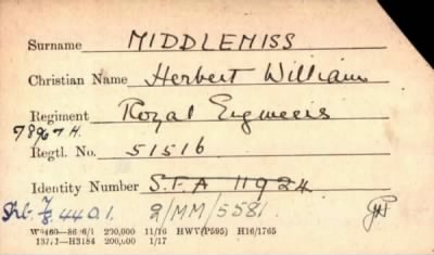 Thumbnail for 154/0583/MID-MIL > Middlemiss, Herbert William (51516)