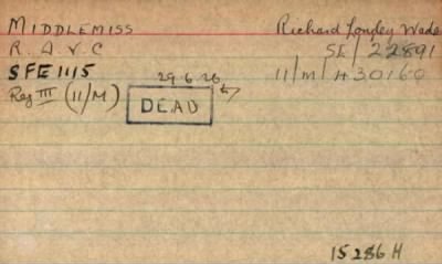 Thumbnail for 154/0583/MID-MIL > Middlemiss, Richard Londey Wade (Se/22891)