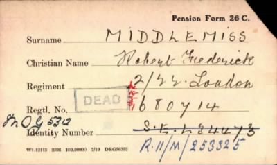 Thumbnail for 154/0583/MID-MIL > Middlemiss, Robert Frederick (680714)