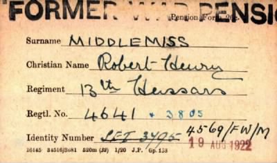 Thumbnail for 154/0583/MID-MIL > Middlemiss, Robert Henry (4641, 3805)