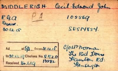 Thumbnail for 154/0583/MID-MIL > Middlerigh, Cecil Edmond John (105569)