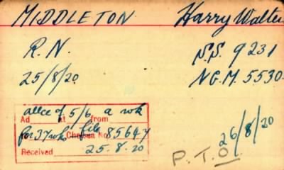 Thumbnail for 154/0583/MID-MIL > Middleton, Harry Walter (9231)