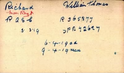 Thumbnail for 194/0713/RIC-RIC > Richard, William Thomas (R 365877)