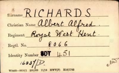 Thumbnail for 194/0713/RIC-RIC > Richards, Albert Alfred (8066)