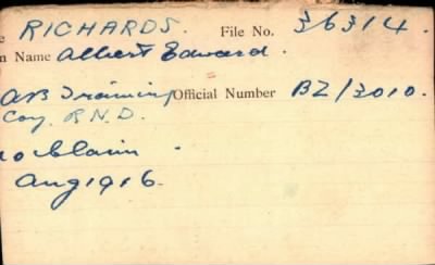 Thumbnail for 194/0713/RIC-RIC > Richards, Albert Edward (Bz/3010)