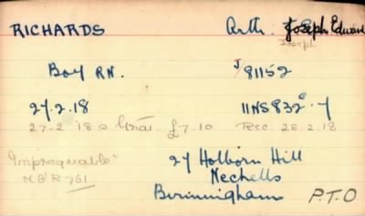 Thumbnail for 194/0713/RIC-RIC > Richards, Arth Joseph Edward (J/81152)