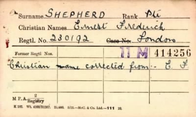 Thumbnail for 207/0762/SHE-SHE > Shepherd, Ernest Frederick (230192)