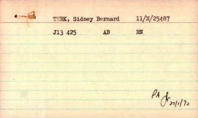 Thumbnail for 232/0857/TUR-TUR > Turk, Sidney Bernard (J13425)