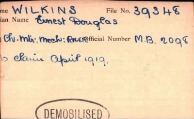 Thumbnail for 243/0909/WIL-WIL > Wilkins, Ernest Douglas (M B 2098)