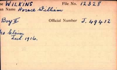 Thumbnail for 243/0909/WIL-WIL > Wilkins, Horace William (J 49412)