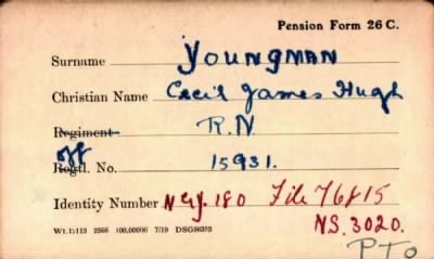 Thumbnail for 251/0943/YOU-ZYT > Youngman, Cecil James Hugh (15931)