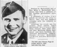 Thumbnail for Wallace R Butterfield, Salt Lake Tribune, 27Apr1945, pg20.jpg