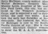 Thumbnail for Edith Maxine Ballenger - Muncie_Evening_Press_Wed__Feb_17__1943_.jpg