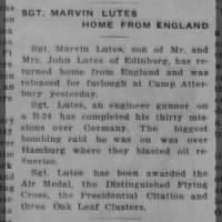 Thumbnail for Edinburg Daily Courier (Edinburg, Indiana) _SGT. Marvin Lutes Home From England,_ 14 Sep 1944..jpg