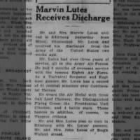 Thumbnail for The Edinburg Daily Courier (Edinburg, Indiana) _Marvin Lutes Receives Discharge,_ 5 Nov 1945..jpg