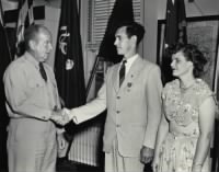 Frederick Weible receiving Clarence's Bronze Star Medal (U.S. Army photo courtesy of Sandra Weible Beakes).jpg