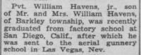 Thumbnail for Havens.William.Newspaper.Lafayette.IN.Journal.Courier.11.Jan.1943.jpg