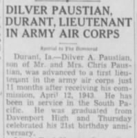 Thumbnail for Paustian.Dilver.A.Newspaper.Davenport.IA.Quad.City.Times.16.Apr.1944.jpg