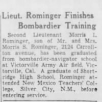 Thumbnail for Rominger.Morris.I.Newspaper.Induanapolis.IN.Star.21.Jun.1944.jpg