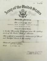 Fred Archer Army Discharge Papers WWII