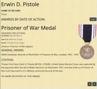 Thumbnail for Erwin Pistole - POW Medal Recipient