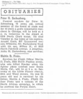 Thumbnail for 1943 Martin D Frain - Chgo Trib Obituary 8-12-1943 death of Flight Officer due to plane crash north of Santa Maria, California and his Purple Heart from action in North Africa