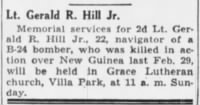 Thumbnail for Hill, Gerald Russell Jr-Chicago Tribune 06 Jul 1944 pg 19