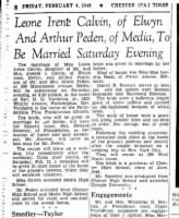 Thumbnail for Arthur Peden Marriage Delaware County Daily Times Feb 4 1949 pg 8