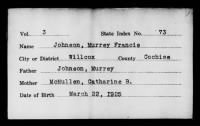 Thumbnail for Murrey Francis Johnson Birth Index