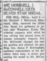 Hersel McConnell Silver Star 10 April 1952