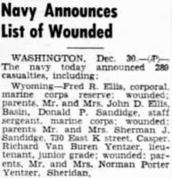 Thumbnail for Clipped from Casper Star-Tribune Casper, Wyoming 31 Dec 1944