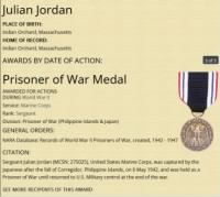 Thumbnail for Julian Jordan - POW Medal Recipient