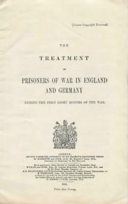 Thumbnail for Official Document > The Treatment of Prisoners of War in England and Germany