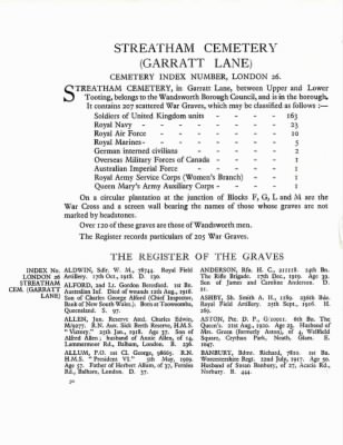 Thumbnail for Official Document > Memorial Register London 18-27, WW1, Cemeteries in the Southern Districts of London