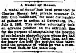 Thumbnail for Charles Stacey MoH presentation article, 27 Jun 1896 Washington, DC The Evening Star newspaper, page 2