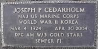 Thumbnail for Joseph P Cedarholm grave marker from Steven Goff on Findagrave