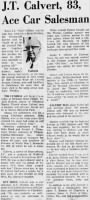 Calvert James Thomas obit Charlotte Observer 14 Jan 1976