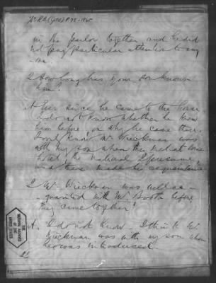 Letters received and Statements of Evidence collected by the Military Commission, pages 70-104 AND Letters received by Col. H. L. Burnett with Endorsements, May 9,-Jun 9, 1865