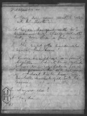 Thumbnail for Letters received and Statements of Evidence collected by the Military Commission, pages 70-104 AND Letters received by Col. H. L. Burnett with Endorsements, May 9,-Jun 9, 1865