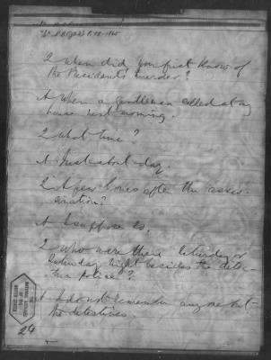 Letters received and Statements of Evidence collected by the Military Commission, pages 70-104 AND Letters received by Col. H. L. Burnett with Endorsements, May 9,-Jun 9, 1865