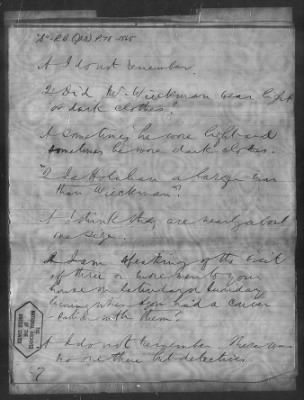 Thumbnail for Letters received and Statements of Evidence collected by the Military Commission, pages 70-104 AND Letters received by Col. H. L. Burnett with Endorsements, May 9,-Jun 9, 1865