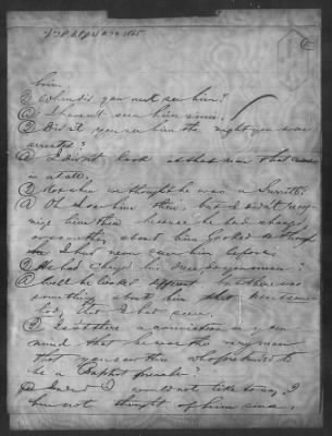 Letters received and Statements of Evidence collected by the Military Commission, pages 70-104 AND Letters received by Col. H. L. Burnett with Endorsements, May 9,-Jun 9, 1865