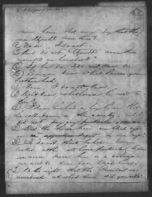 Letters received and Statements of Evidence collected by the Military Commission, pages 70-104 AND Letters received by Col. H. L. Burnett with Endorsements, May 9,-Jun 9, 1865